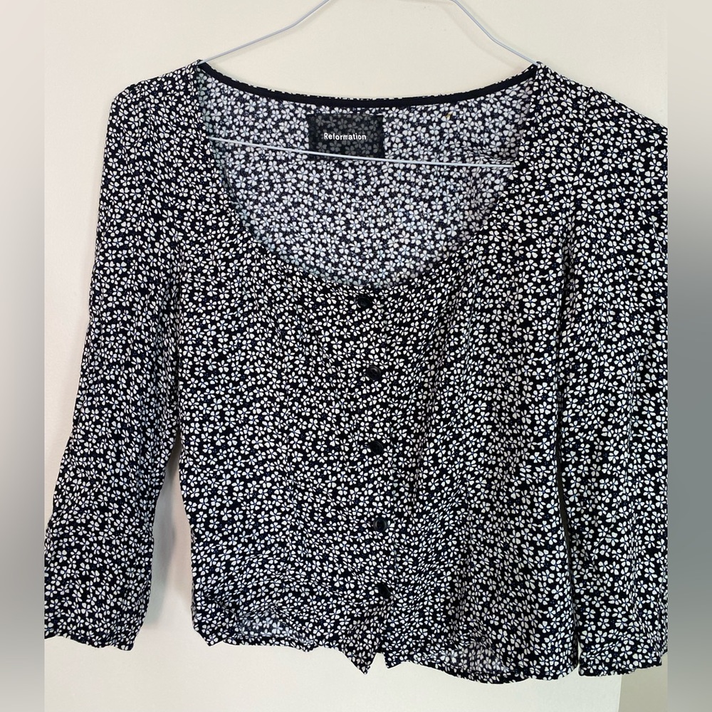 Reformation floral square neck top size xs